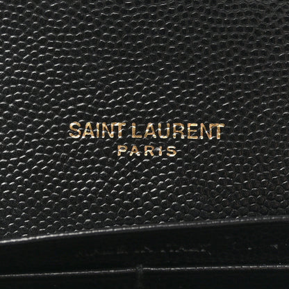 Saint Laurent Grain De Poudre Matelasse Chevron Monogram Flap Wallet Black 6 of 11