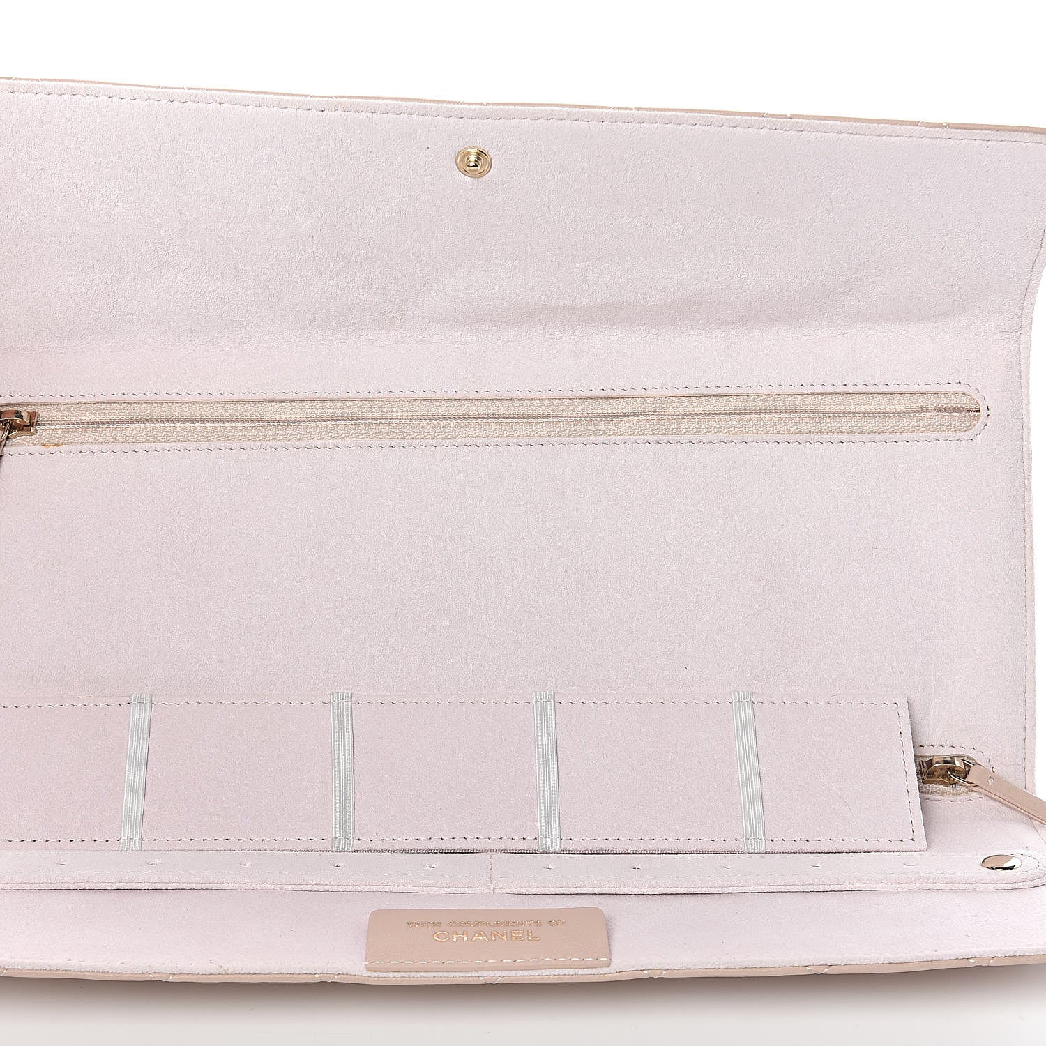 Chanel Lambskin Quilted Reissue Tri Fold Jewelry Case Light Beige 10 of 10