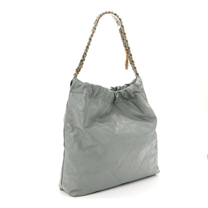 Chanel Shiny Calfskin Quilted Chanel 22 Light Blue 4 of 11