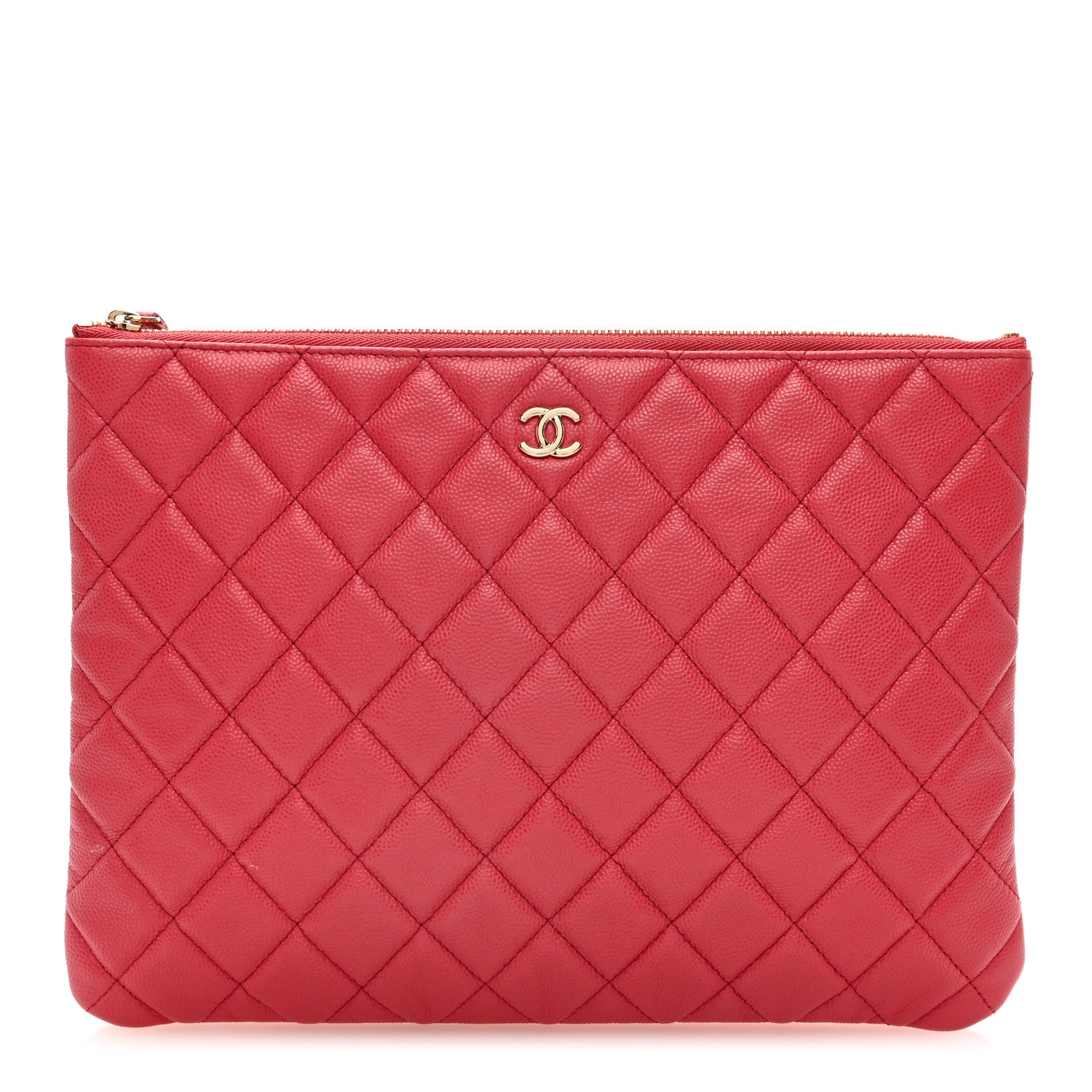 Chanel Caviar Quilted Medium Cosmetic Case Red 1 of 8