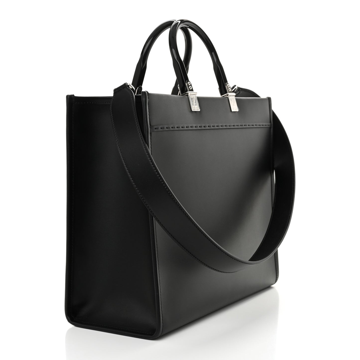 Vitello King Plexiglass Medium Fendi Sunshine Shopper Tote Black White