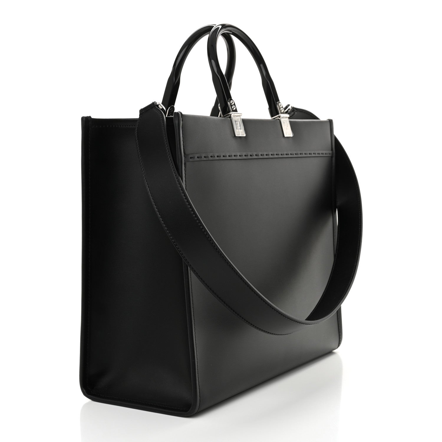 Fendi Vitello King Plexiglass Medium Fendi Sunshine Shopper Tote Black White 3 of 10