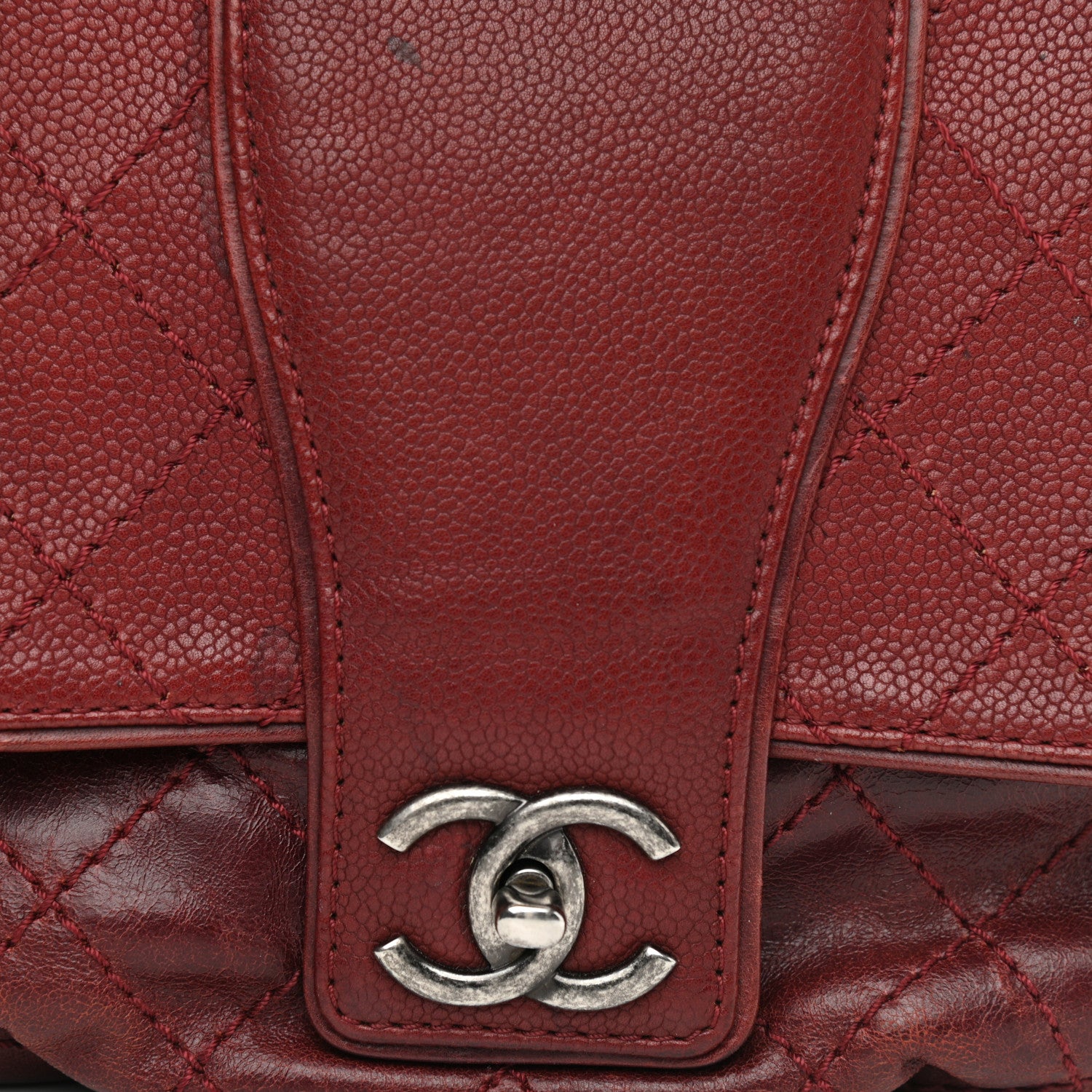 Chanel Caviar Aged Calfskin Medium Bubble Graphic Messenger Bag Dark Red 9 of 13