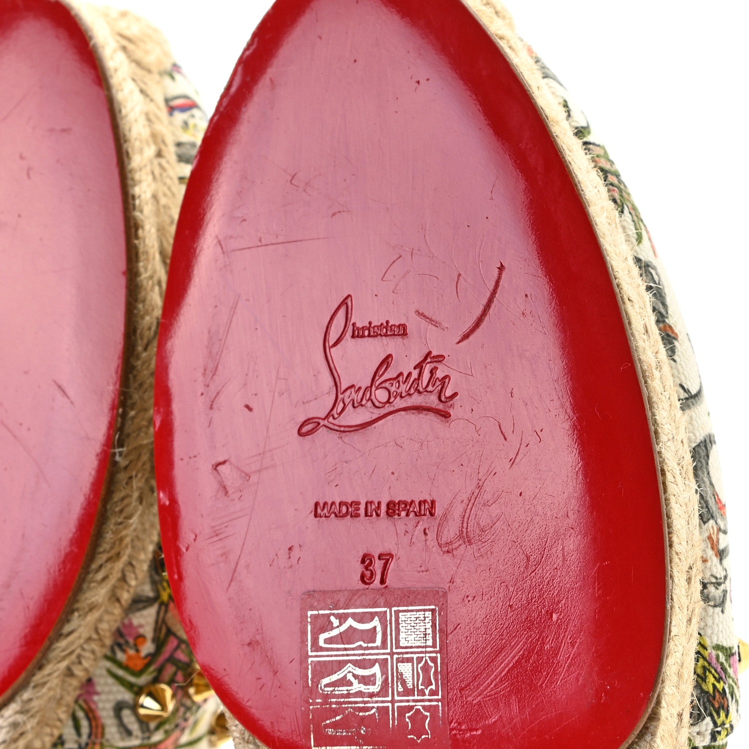 Christian Louboutin Canvas Loubi Jungle Print Ares Spikes Flat Espadrilles 37 Ivory 9 of 9