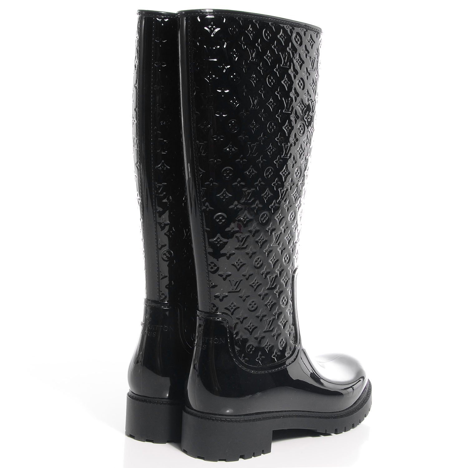 Louis Vuitton Rubber Embossed Monogram Splash Rain Boots 41 Black 4 of 7