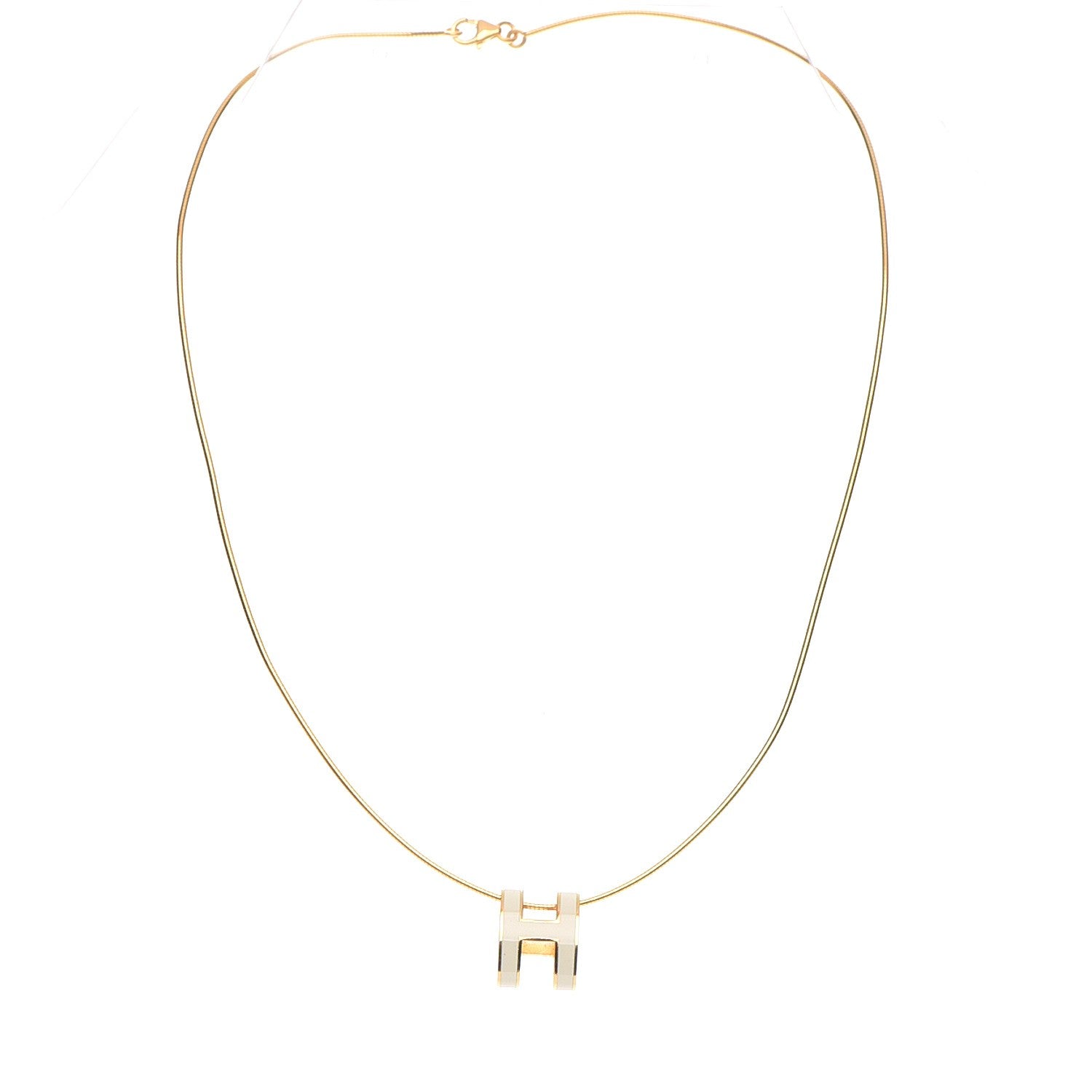 Hermes Lacquered Gold Pop H Pendant Necklace Pannacotta 3 of 6