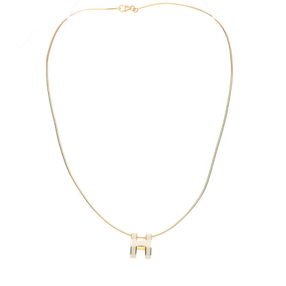 Hermes Lacquered Gold Pop H Pendant Necklace Pannacotta 3 of 6