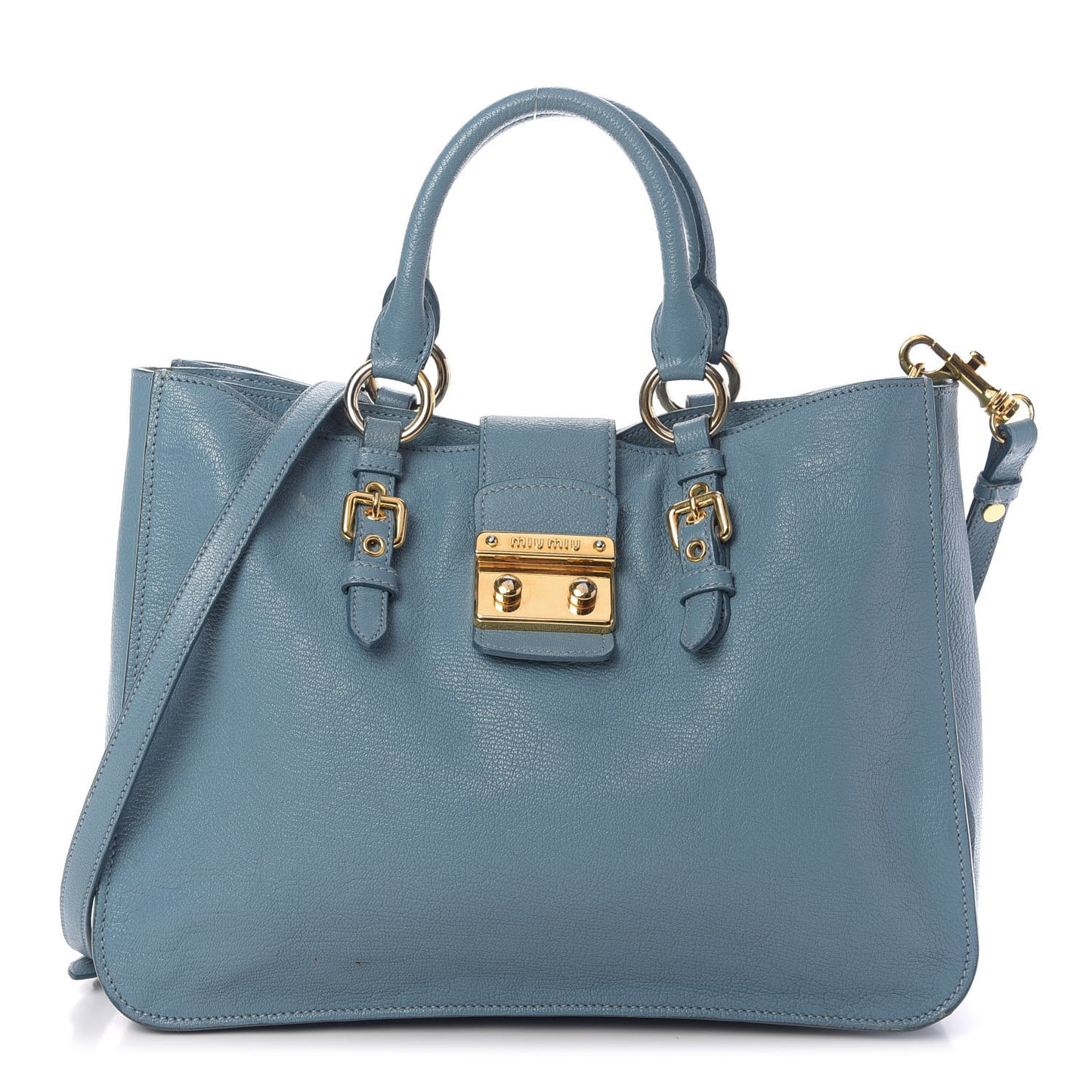 Goatskin Madras Shopping Tote Azzurro
