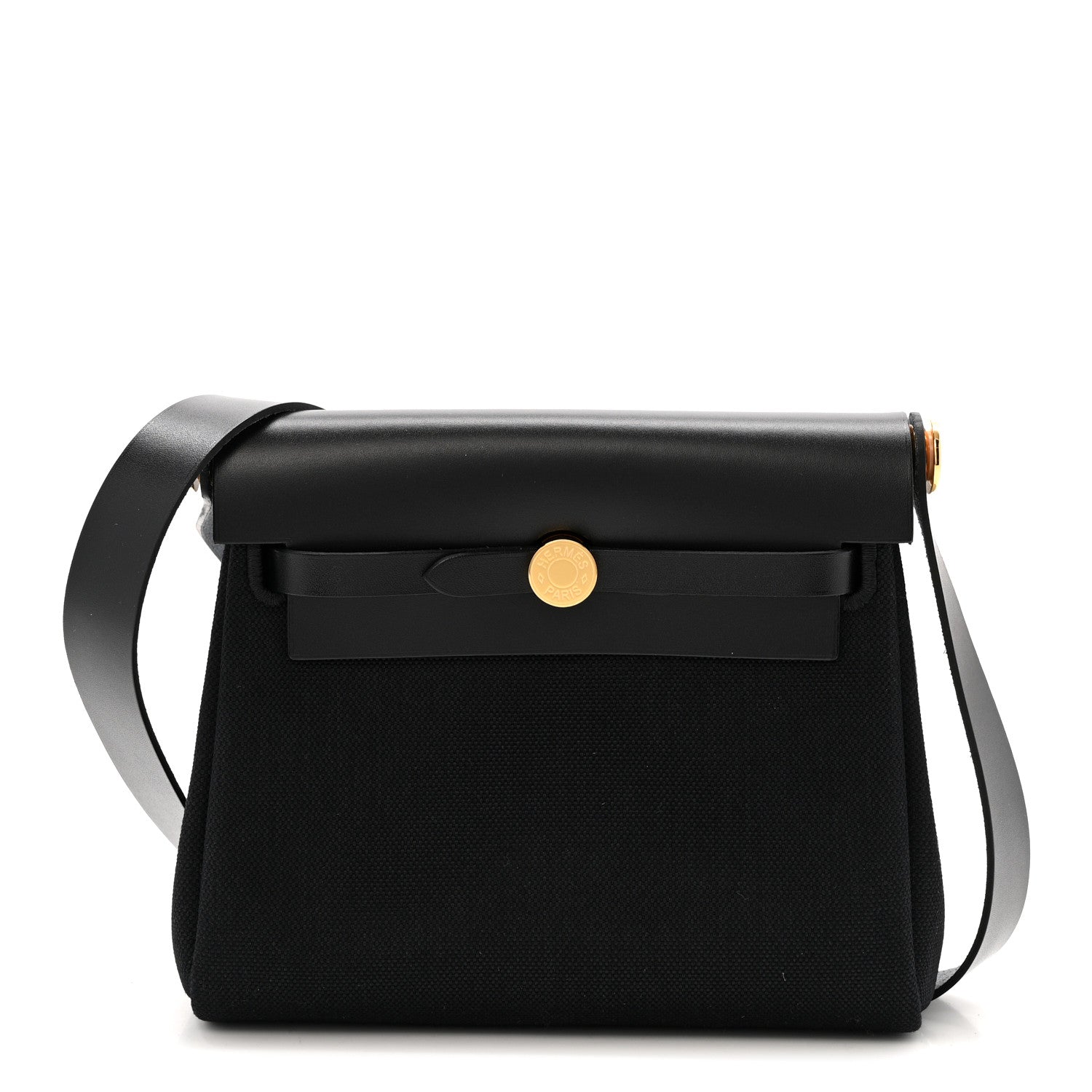 Hermes Military Toile Vache Hunter Herbag Zip Retourne 20 Black 1 of 11