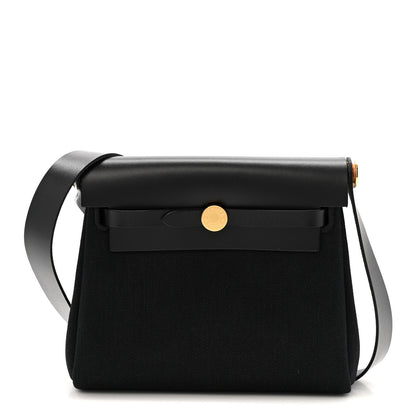 Hermes Military Toile Vache Hunter Herbag Zip Retourne 20 Black 1 of 11