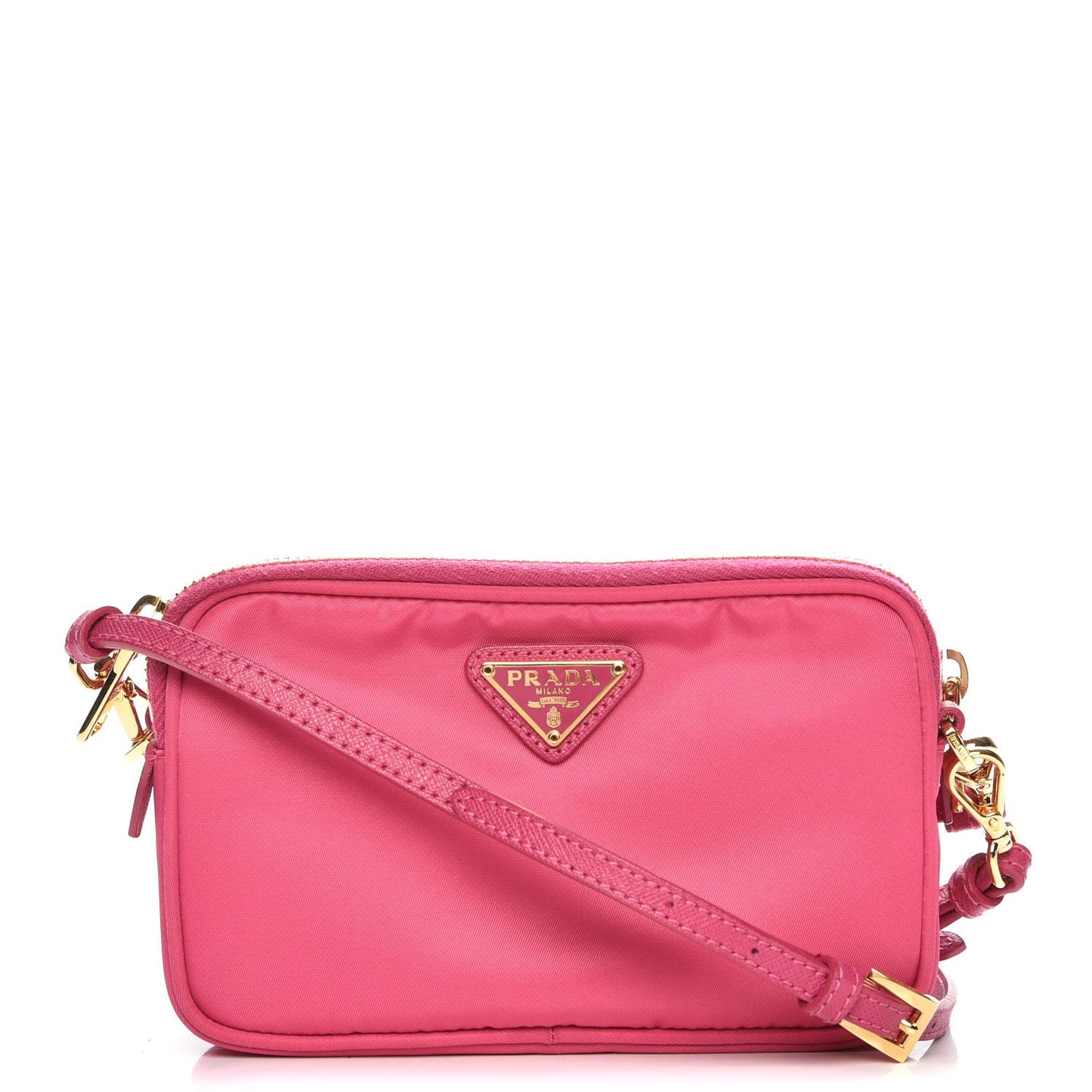 Tessuto Nylon Saffiano Mini Camera Crossbody Fuxia