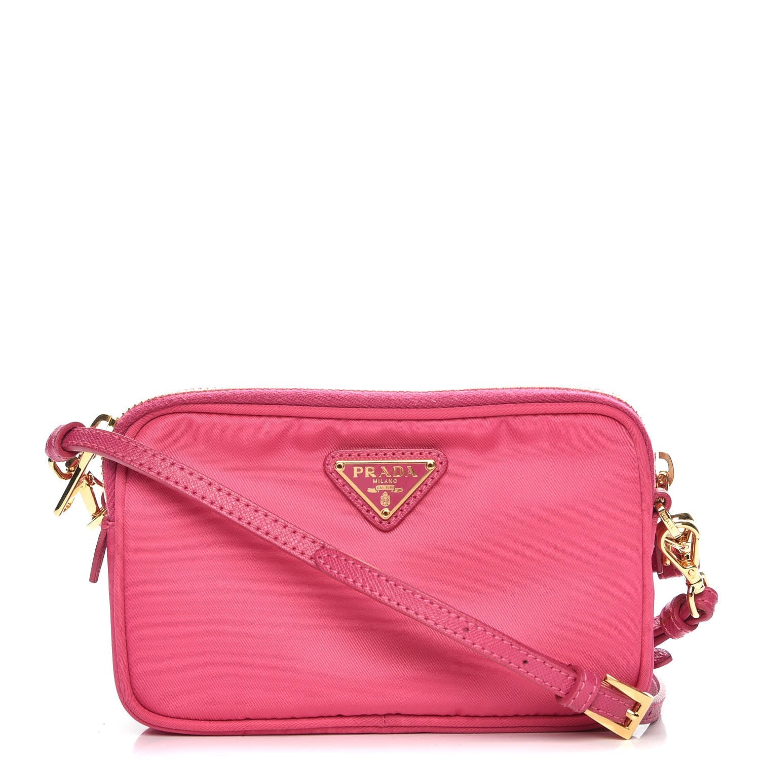 Prada Tessuto Nylon Saffiano Mini Camera Crossbody Fuxia 1 of 8