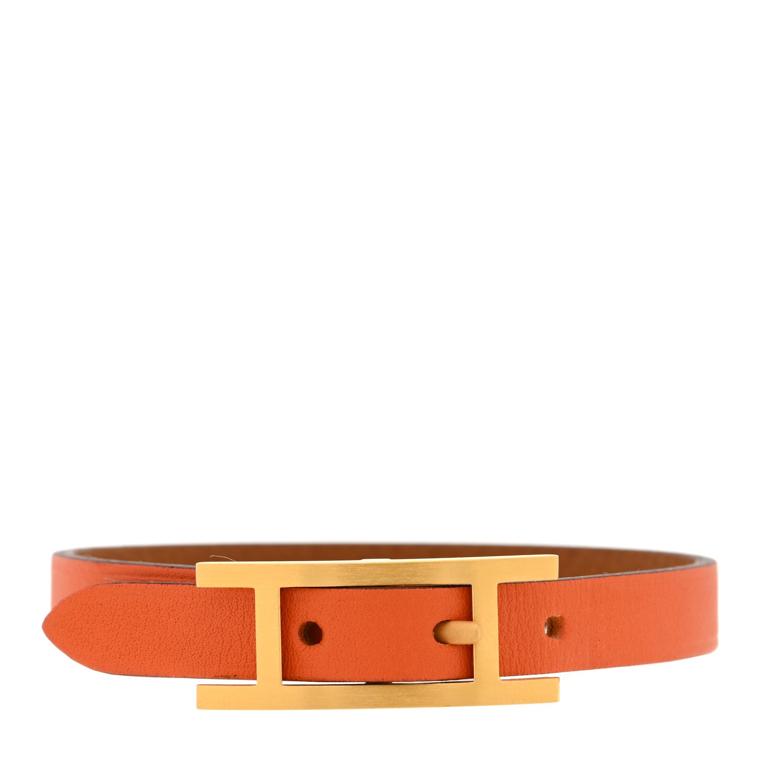 Hermes Swift Behapi Simple Tour Reversible Bracelet T4 Orange Gold 1 of 3
