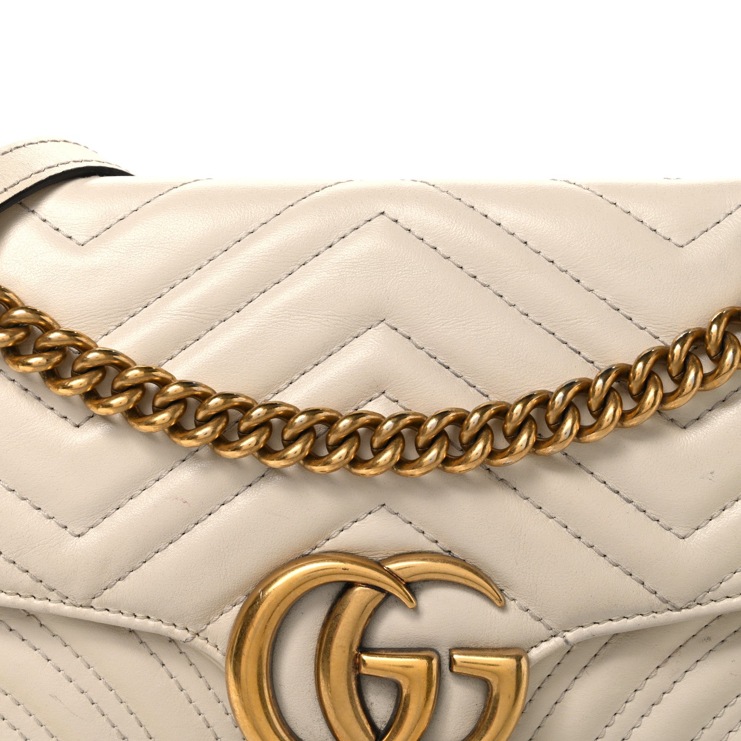 Gucci Calfskin Matelasse Small GG Marmont Shoulder Bag White 8 of 10