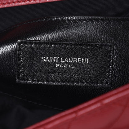 Saint Laurent Grained Calfskin Medium Triquilt College Monogram Satchel Red 6 of 8