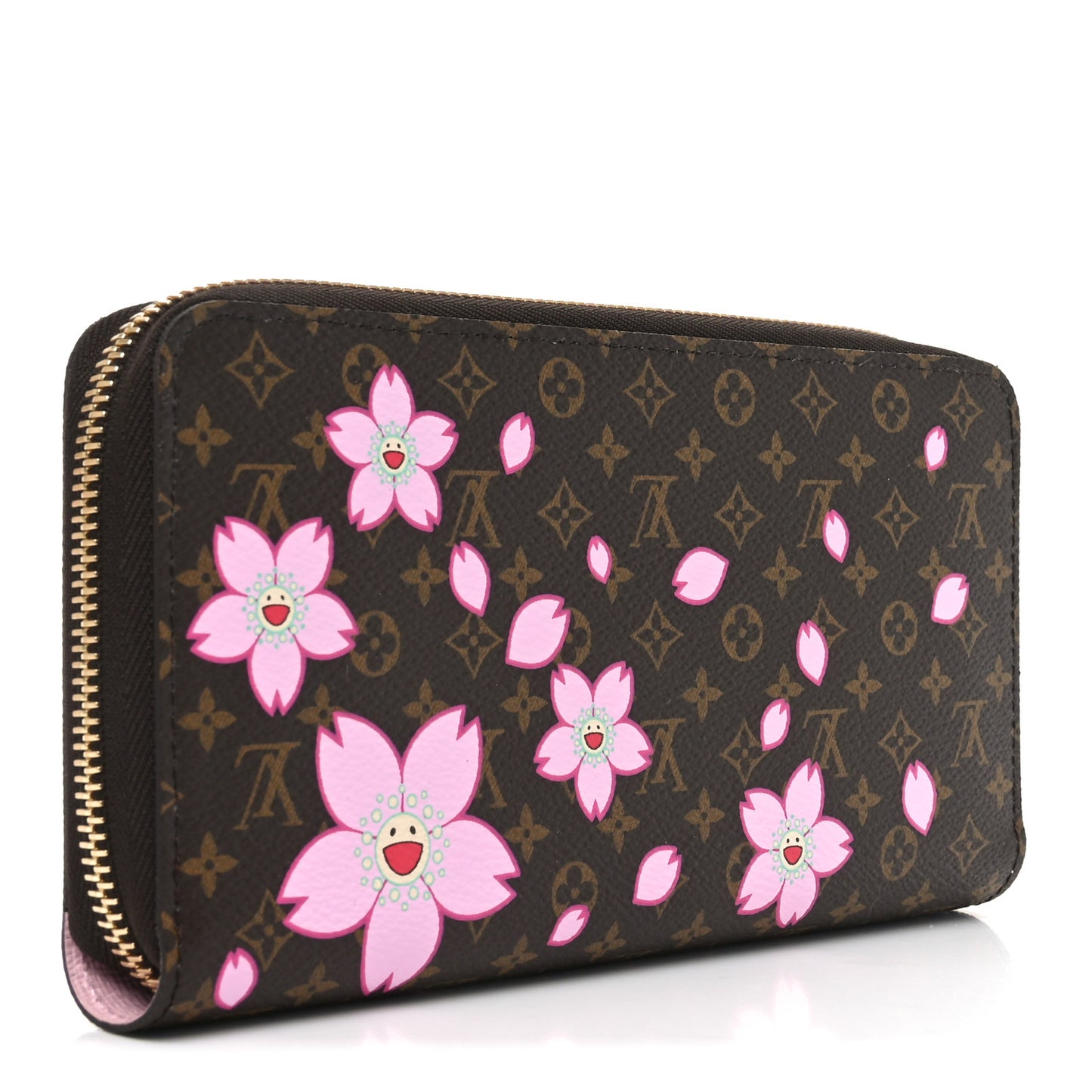 LV X TM Monogram Cherry Blossom Zippy Wallet Sakura Brown