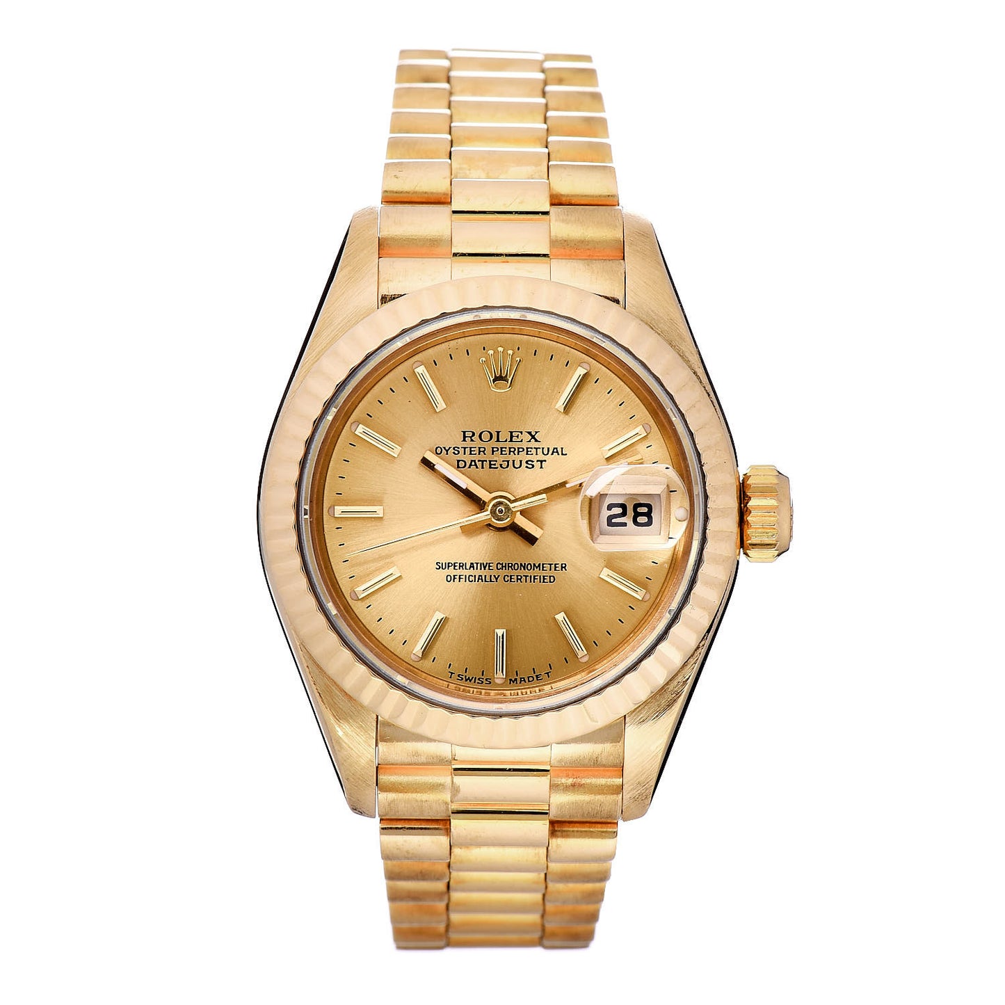 18K Yellow Gold 26mm Datejust President Watch Champagne 79178