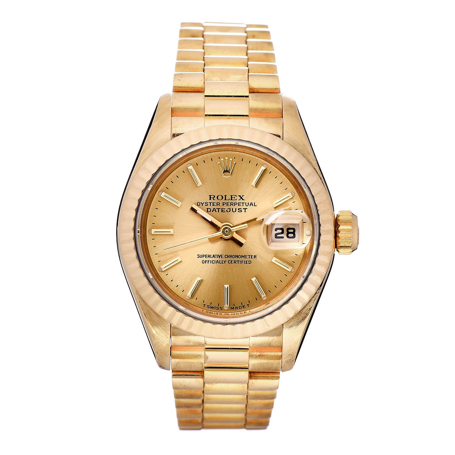 Rolex 18K Yellow Gold 26mm Datejust President Watch Champagne 79178 1 of 5