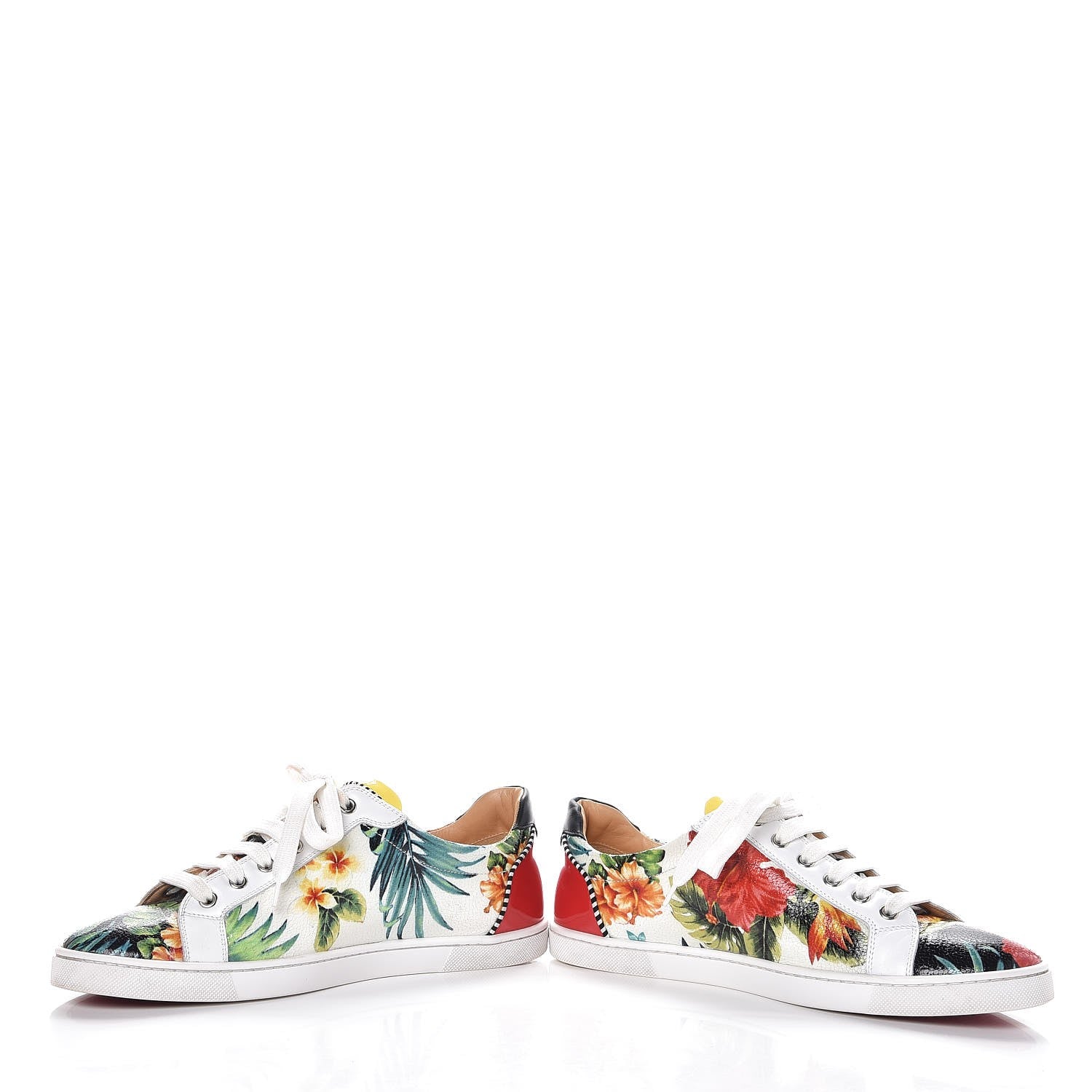 Christian Louboutin Crackled Calfskin Patent Hawaii Print Seava Sneakers 41.5 Multi 5 of 14