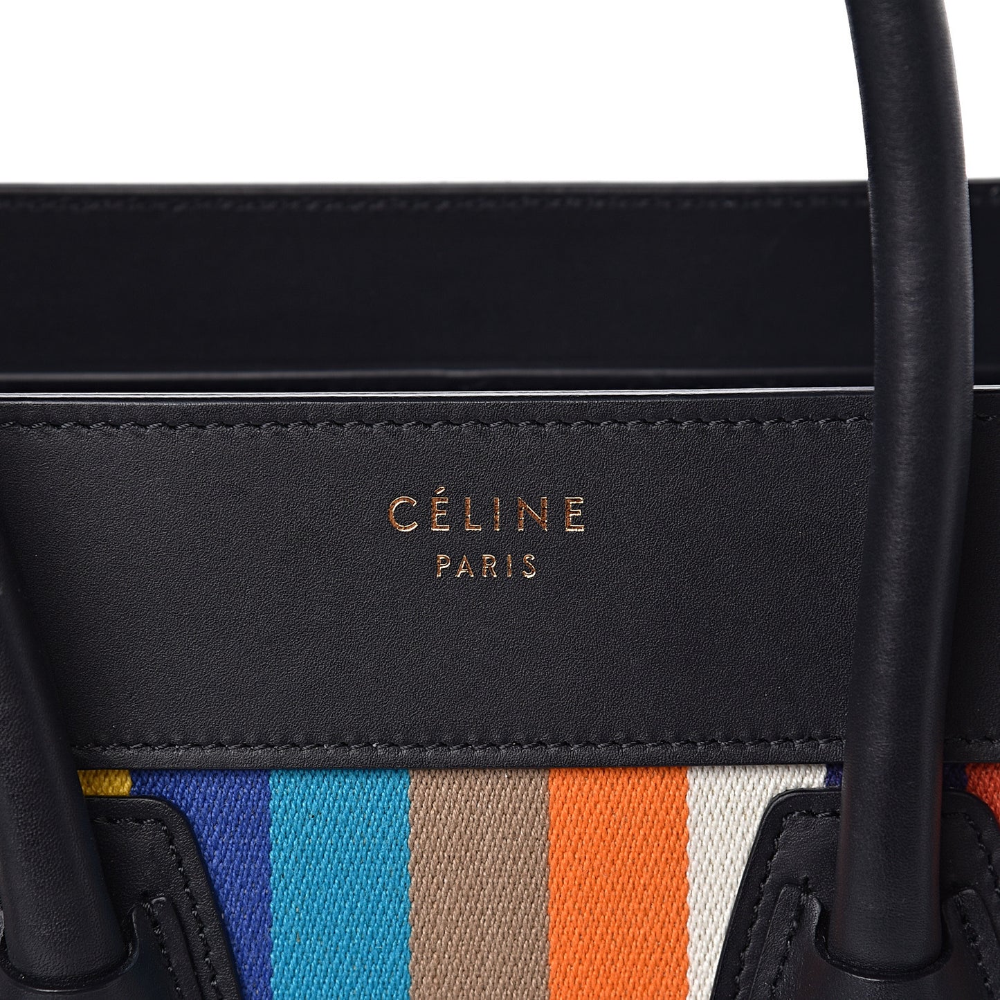 Smooth Calfskin Striped Canvas Micro Luggage Multicolor