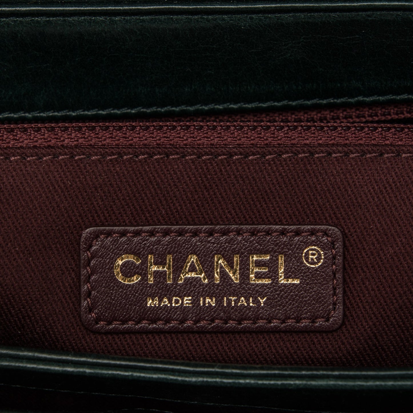 Glazed Calfskin Quilted Medium Perfect Edge Flap Dark Green
