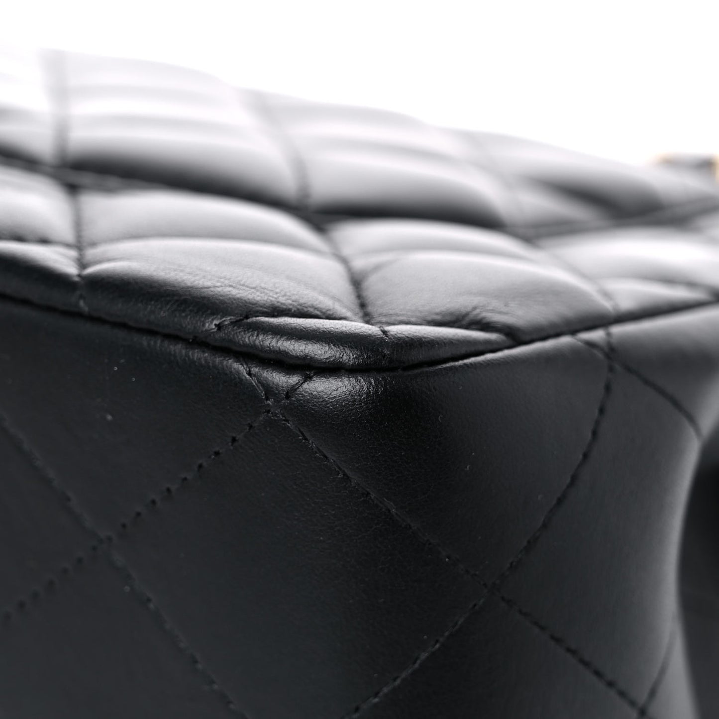 Lambskin Quilted Jumbo Double Flap Black