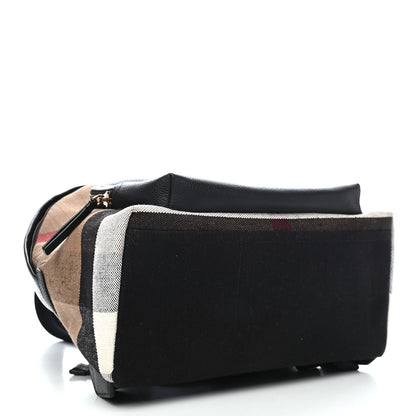 Burberry Mega Check Calfskin Abbeydale Simple Backpack Black Camel 4 of 7