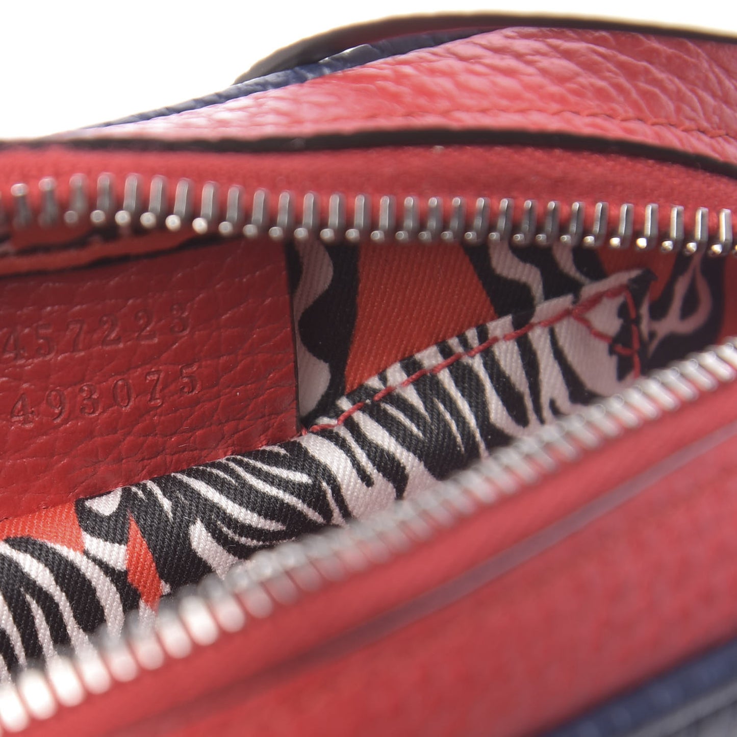Calfskin Heart Camera Bag Blue Hibiscus Red White