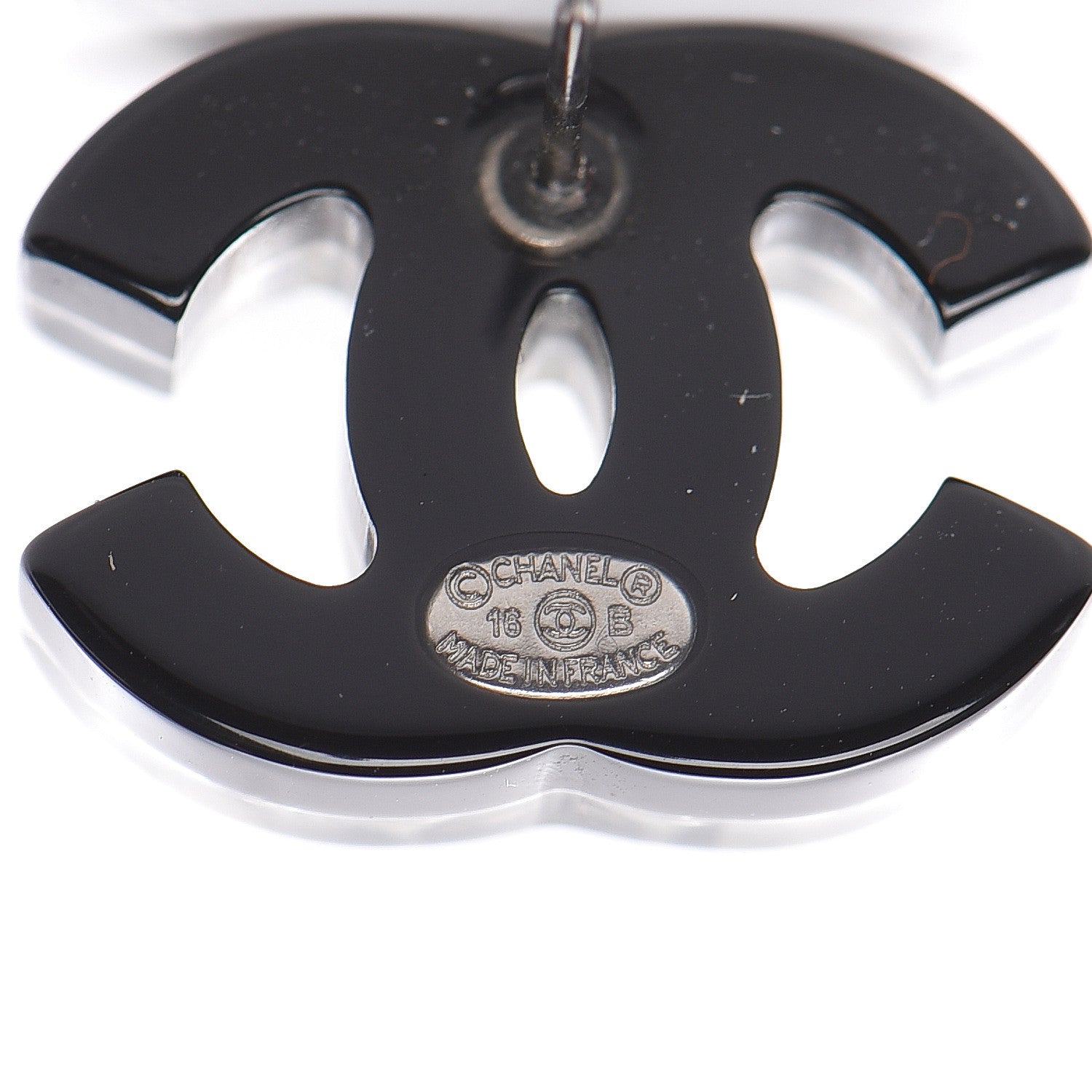 Chanel Resin CC Earrings Black White 4 of 5