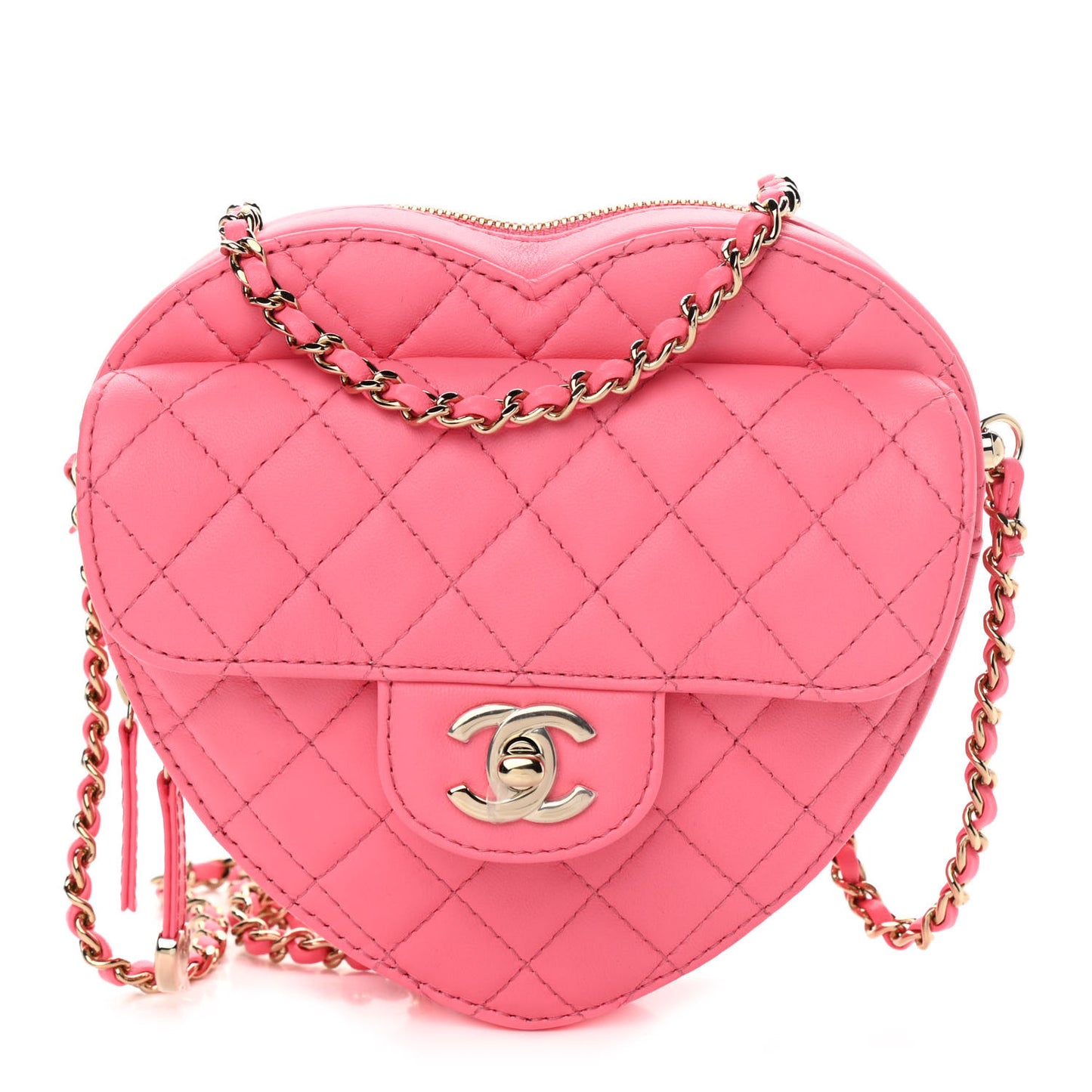 Lambskin Quilted CC In Love Heart Bag Pink