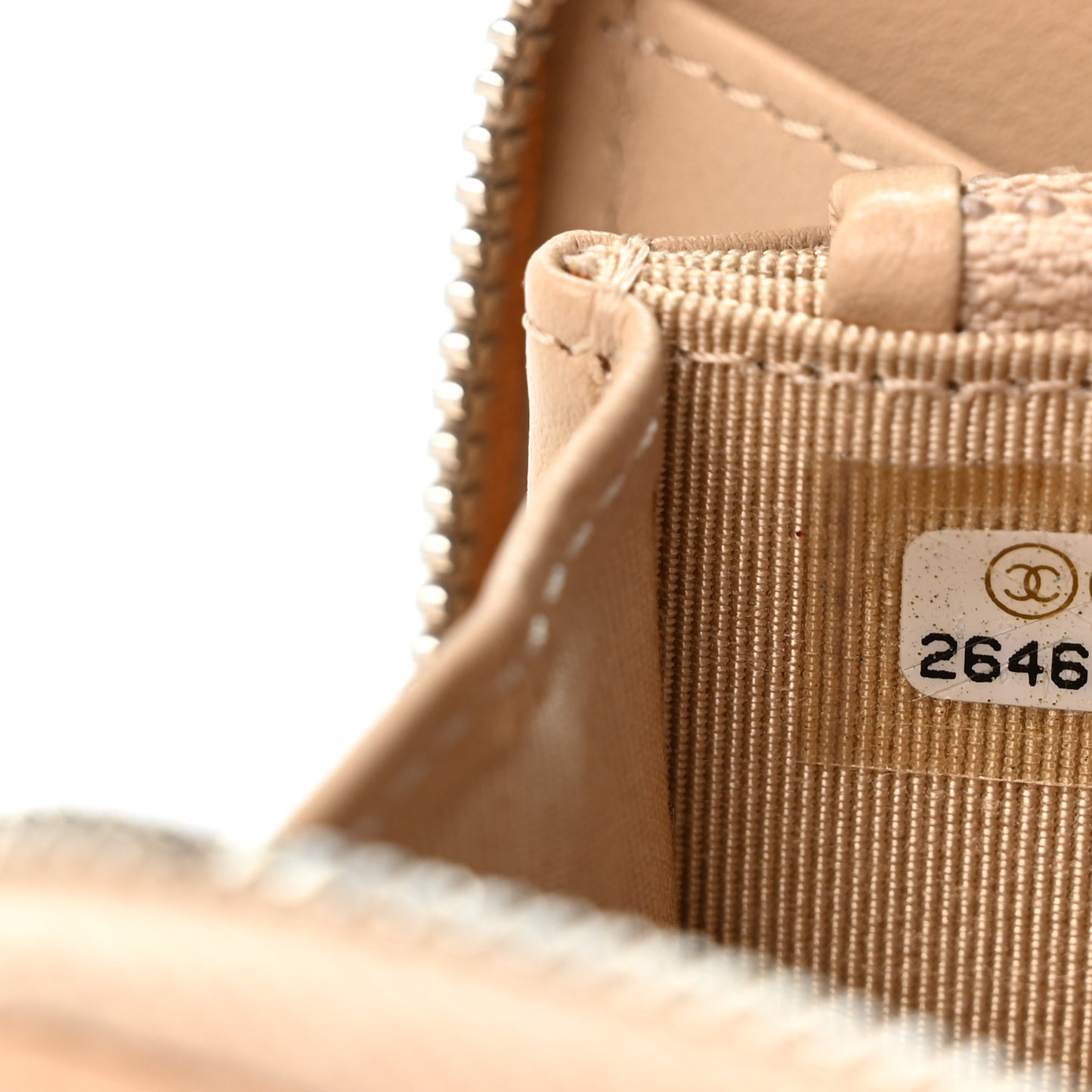 Caviar Quilted Medium Zip Around Wallet Beige