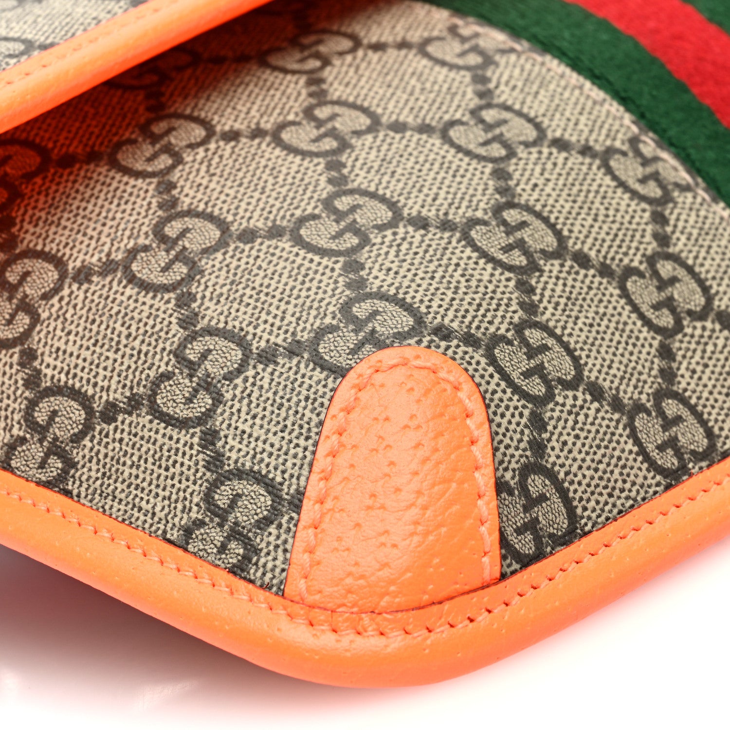 Gucci GG Supreme Monogram Web Small Ophidia Belt Bag Beige Ebony Orange 9 of 10