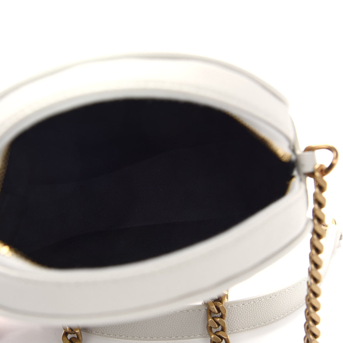 Grain De Poudre Matelasse Chevron Quilted Round Vinyle Camera Bag Crema Soft