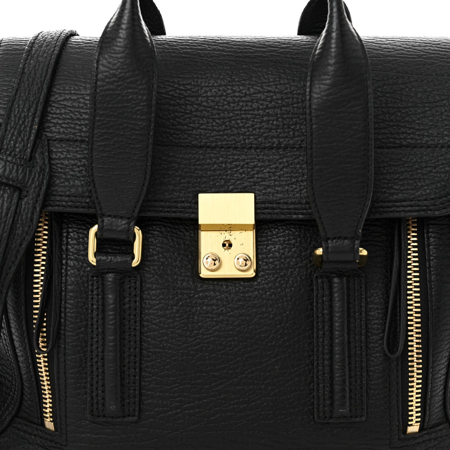 Textured Calfskin Medium Pashli Satchel Black