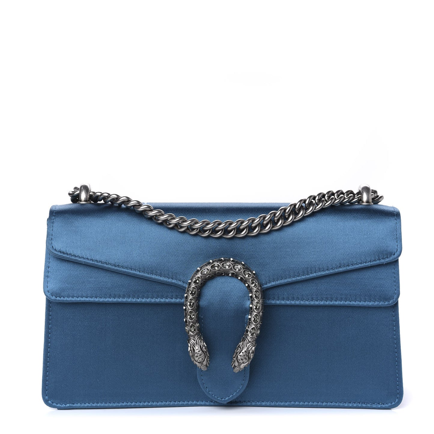 Satin Silk Crystal Small Dionysus Shoulder Bag Turchese Black Diamond