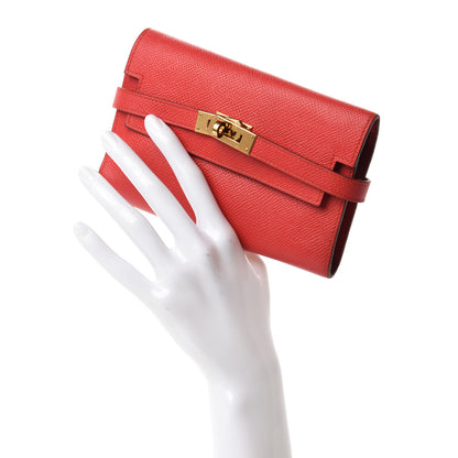 Hermes Epsom Medium Kelly Wallet Rouge Tomate 2 of 9