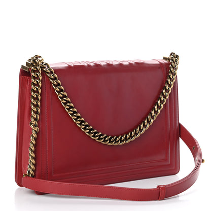 Chanel Glazed Calfskin Large Boy Flap Red 3 of 10