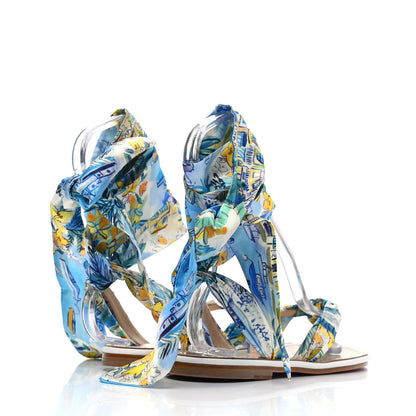 Christian Louboutin Nappa Crepe Satin Spetsos Flat Sandals 38 Bianco Multicolor 3 of 4