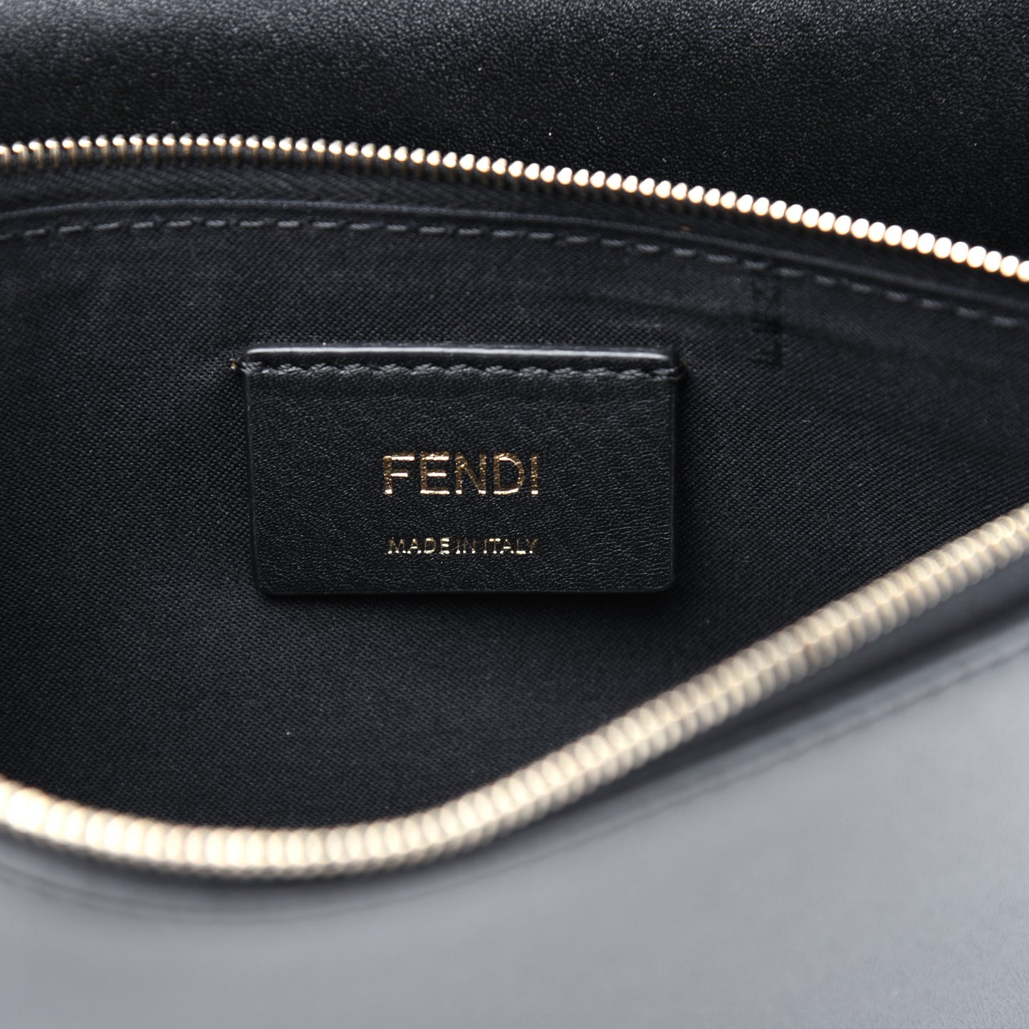 Vitello Liberty F is Fendi Bi-Color FF 1974 Embossed Medium Envelope Wallet On Chain Black Maya