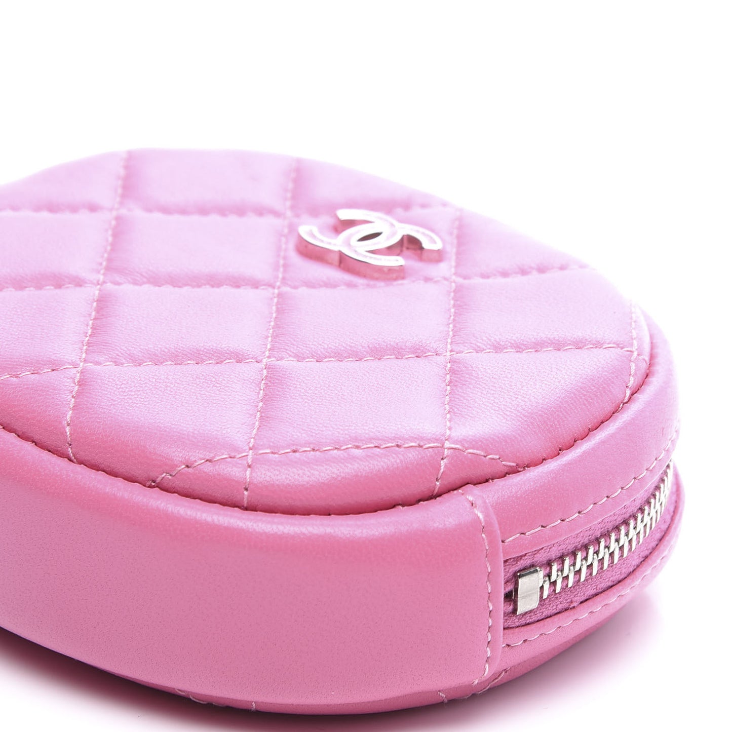 Lambskin Quilted Zip Around Classic Coin Purse Pink