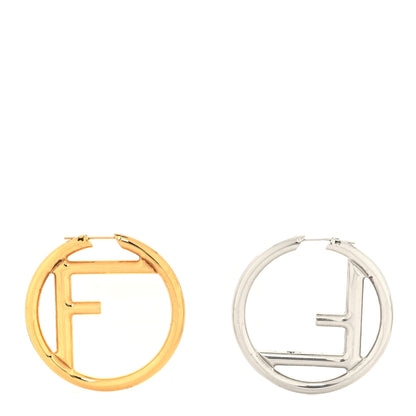 Fendi Metal FF Hoop Earrings Gold Silver 1 of 4