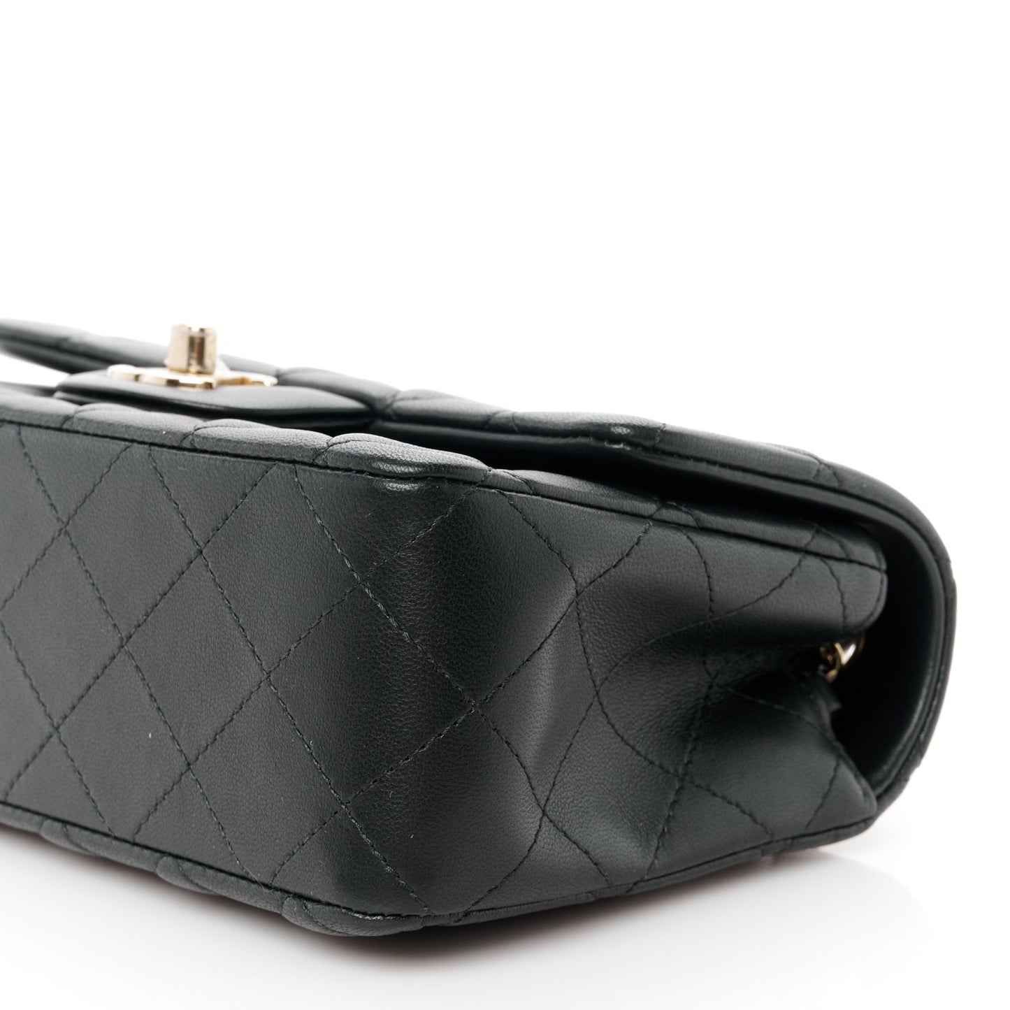Lambskin Quilted Mini Rectangular Flap Black