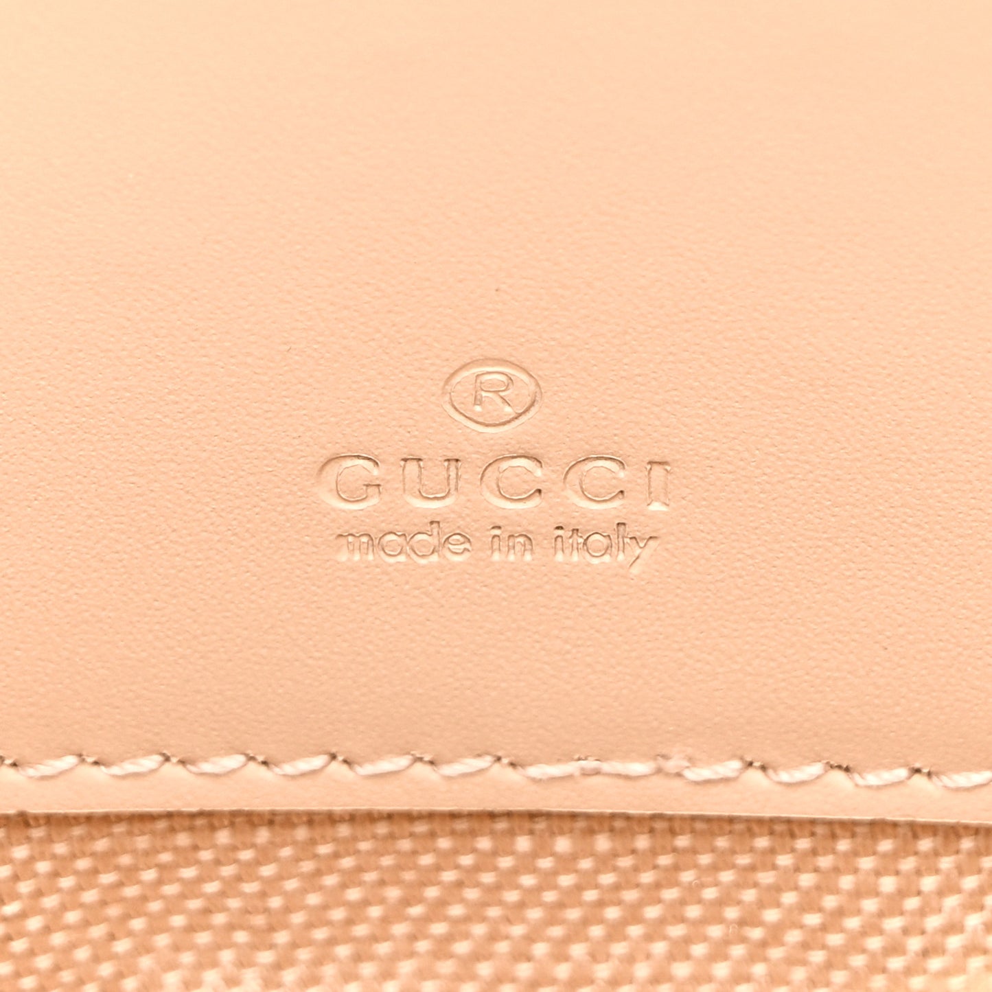 Calfskin GG Super Mini Debossed Chain Wallet Light Beige