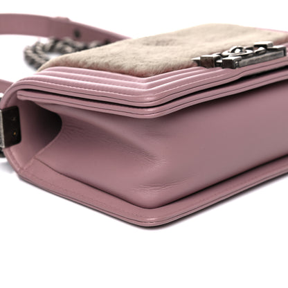 Chanel Fur Calfskin Small Boy Flap Pink 9 of 16