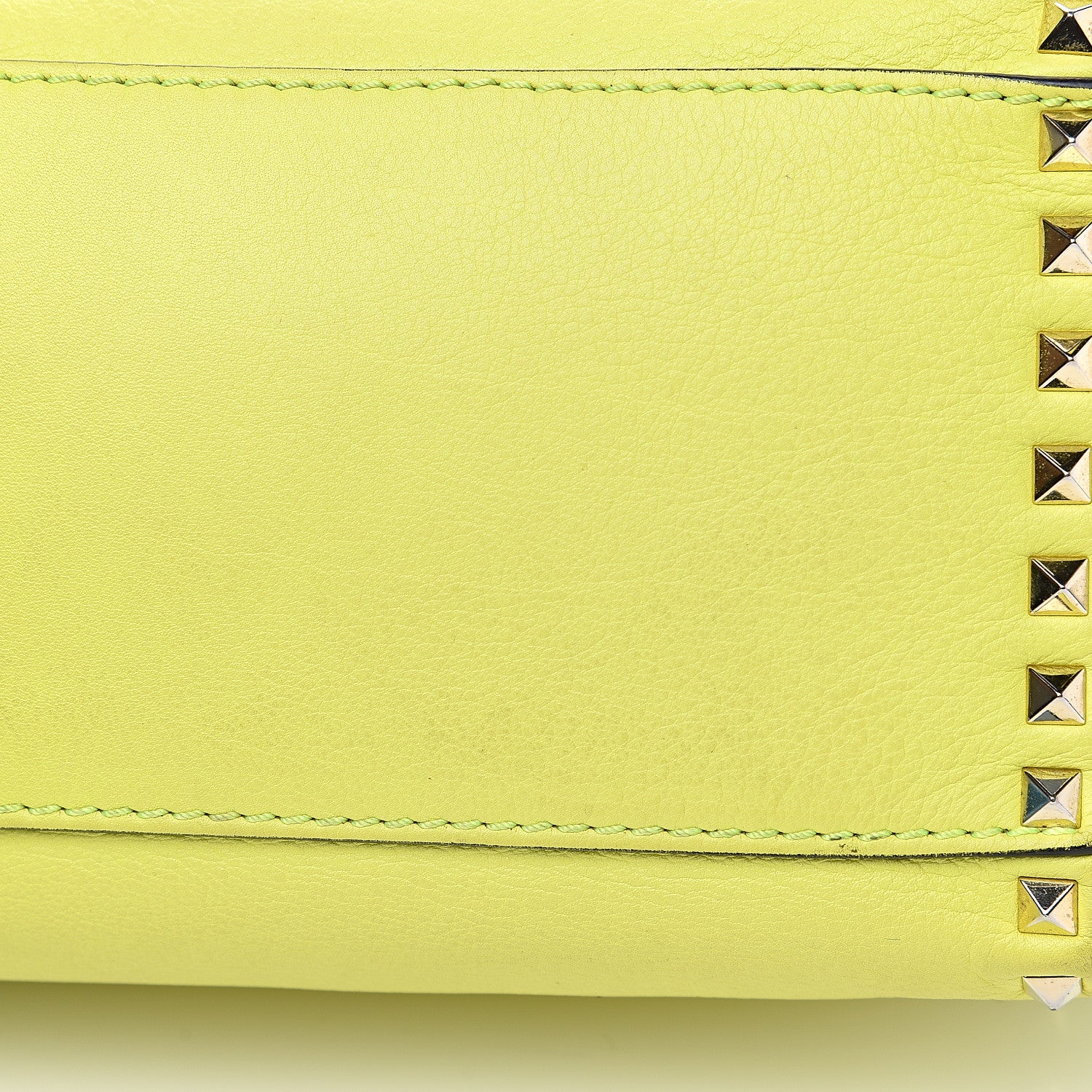 Valentino Garavani Vitello Rockstud Double Handle Tote Yellow Fluo 12 of 20