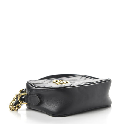 Gucci Calfskin Matelasse Mini GG Marmont Chain Shoulder Bag Black 4 of 10