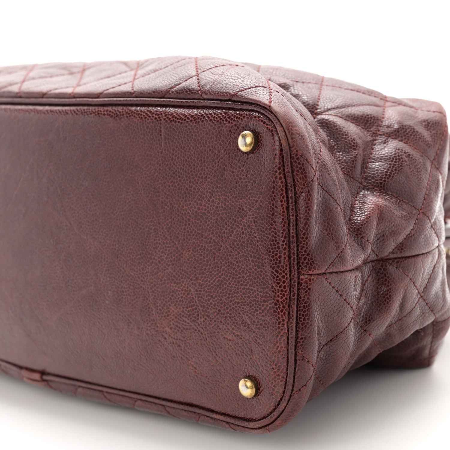 Chanel Glazed Caviar Quilted Small Shiva Tote Burgundy 10 of 11