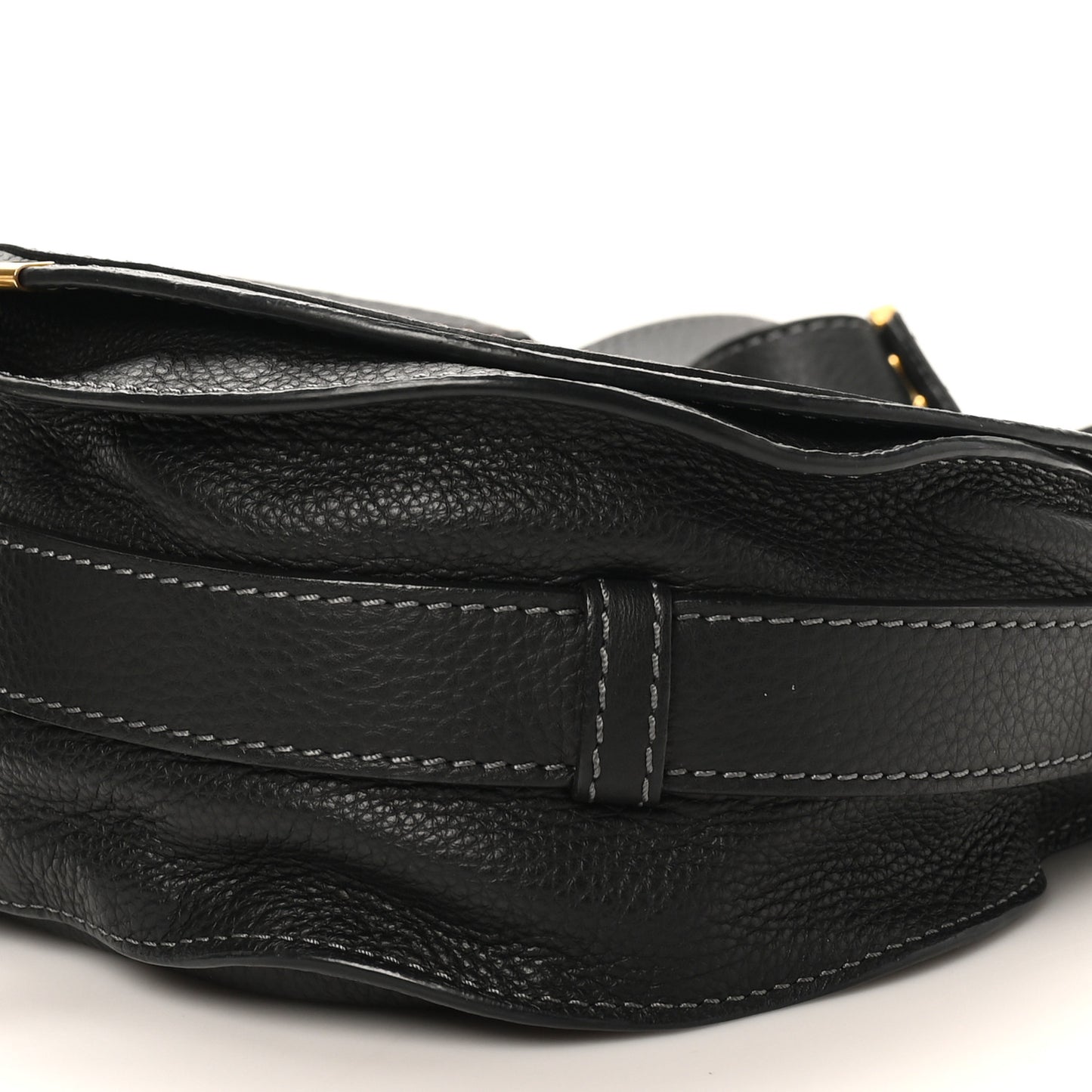 Grained Calfskin Medium Marcie Saddle Bag Black