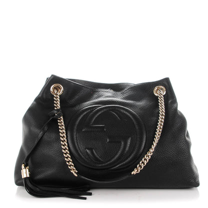 Gucci Pebbled Calfskin Medium Soho Chain Shoulder Bag Black 1 of 7