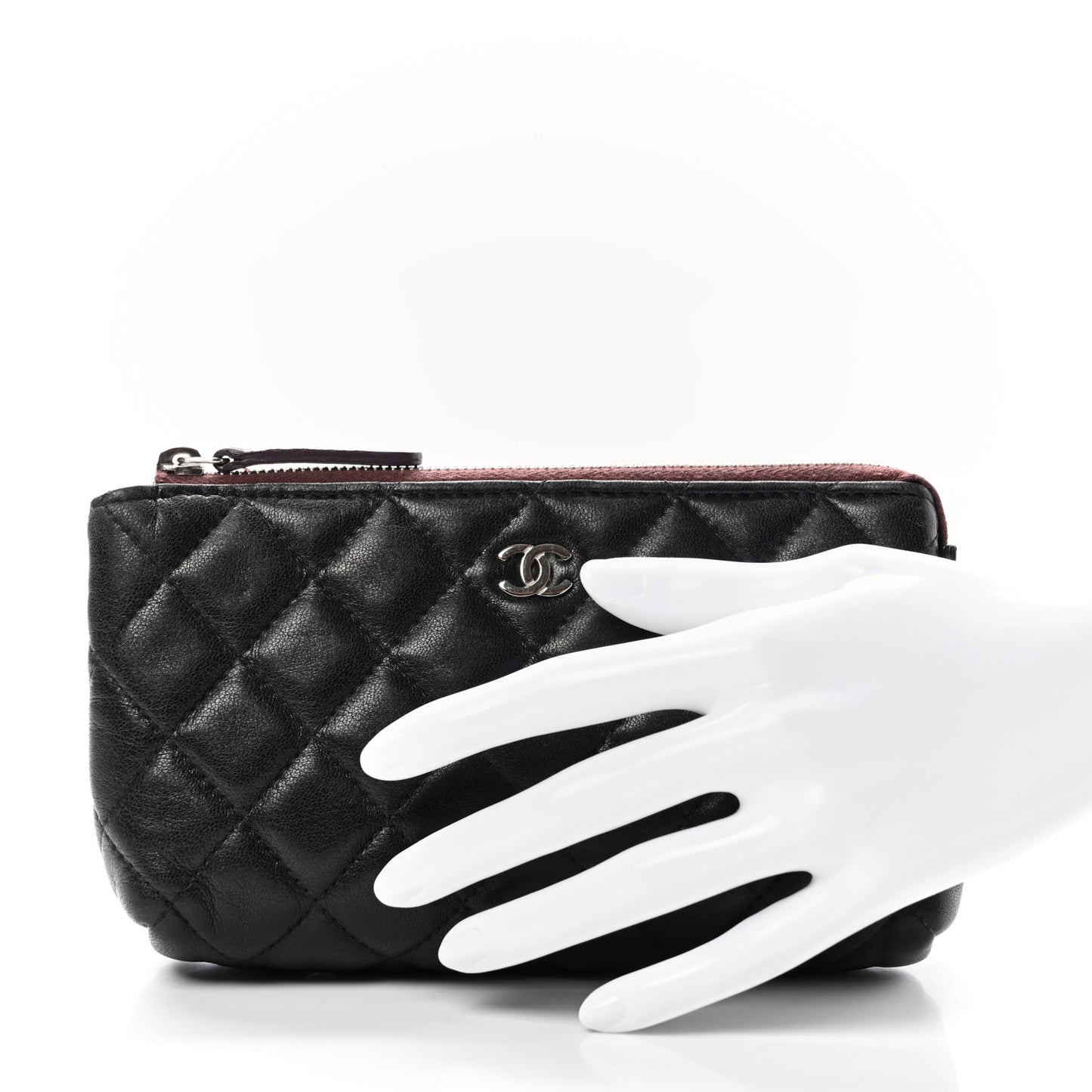 Lambskin Quilted Cosmetic Pouch Black